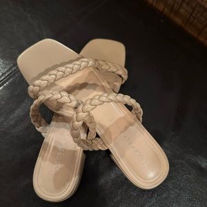 Sincerely Jules Vanna Tan Braided Block Heel Slip On Sandals Womens 8.
